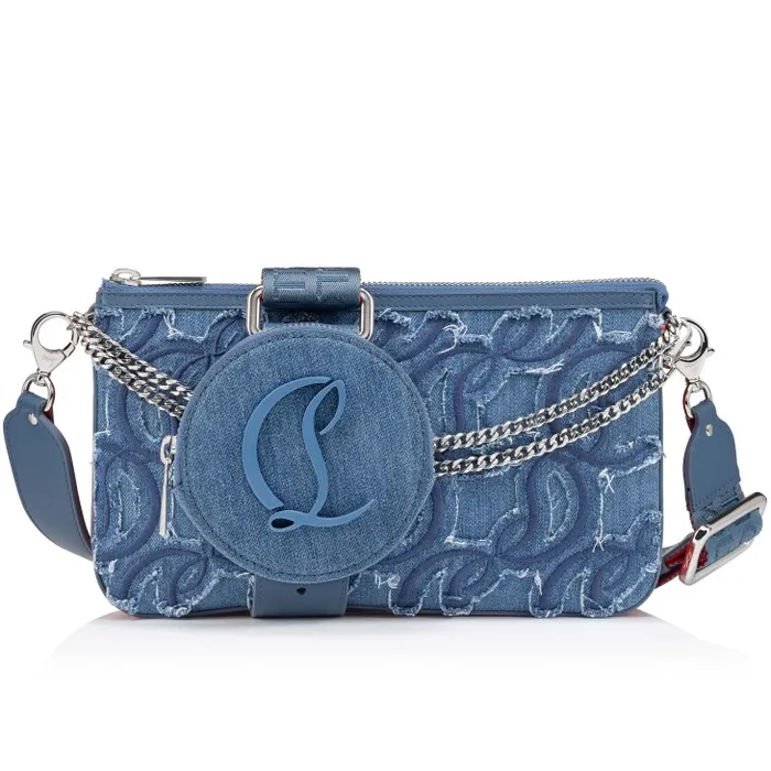Christian Louboutin Mini Bags Women Loubila Crossbody Bag 8211 Denim Embroidered 8211 Blue