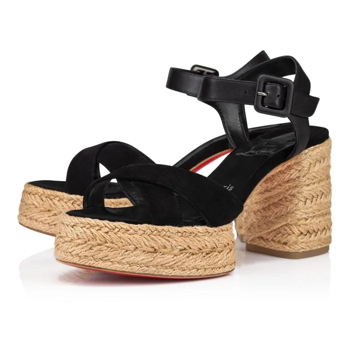 Christian Louboutin Platforms Women Calakala 85 Mm Espadrilles 8211 Suede And Calf Leather 8211 Black