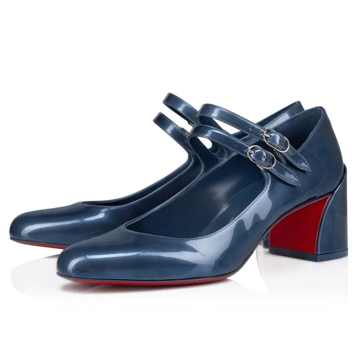 Christian Louboutin Pumps Women Miss Jane 55 Mm Mary Janes 8211 Iridescent Patent Leather 8211 Denim