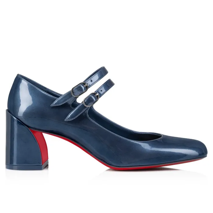 Christian Louboutin Pumps Women Miss Jane 55 Mm Mary Janes 8211 Iridescent Patent Leather 8211 Denim