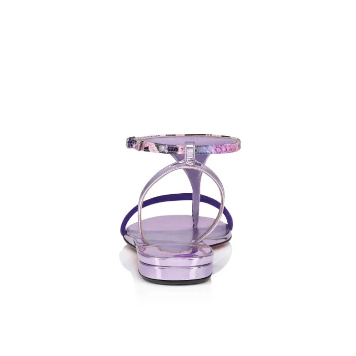 Christian Louboutin Sandals and Slides Women Athinita Strappy Sandals 8211 Veau Velours Prahina Patent Calf Leather And Specchio Leather 8211 Calipso