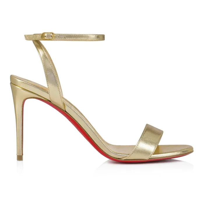 Christian Louboutin Sandals and Slides Women Loubigirl 85mm Strappy Sandals 8211 Leather 8211 Platine