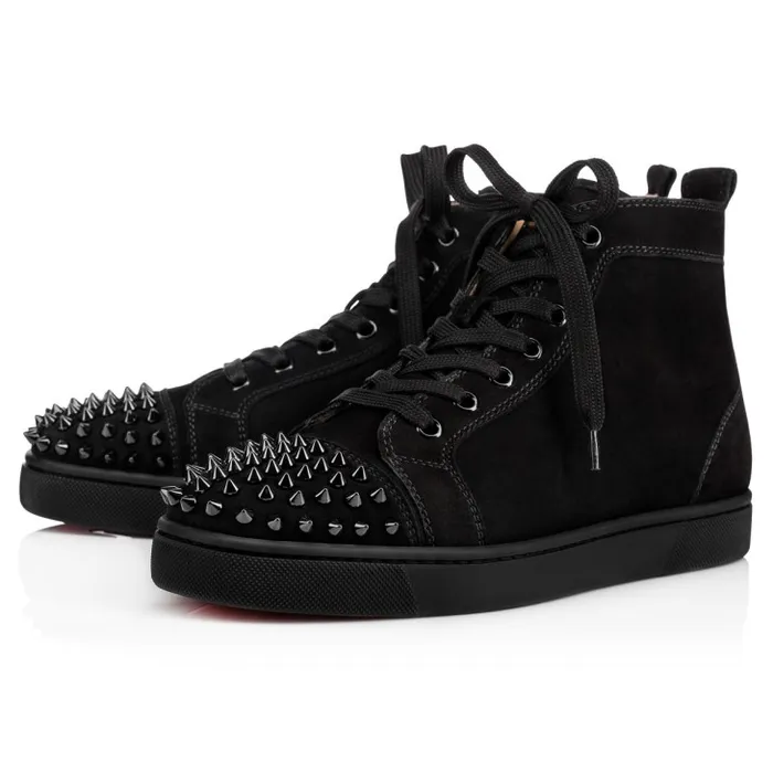 Christian Louboutin Sneakers Men Lou Spikes Hightop Sneakers 8211 Suede 8211 Black