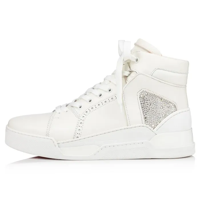 Christian Louboutin Sneakers Men Loubikick Strass Hightop Sneakers 8211 Calf Leather 8211 White
