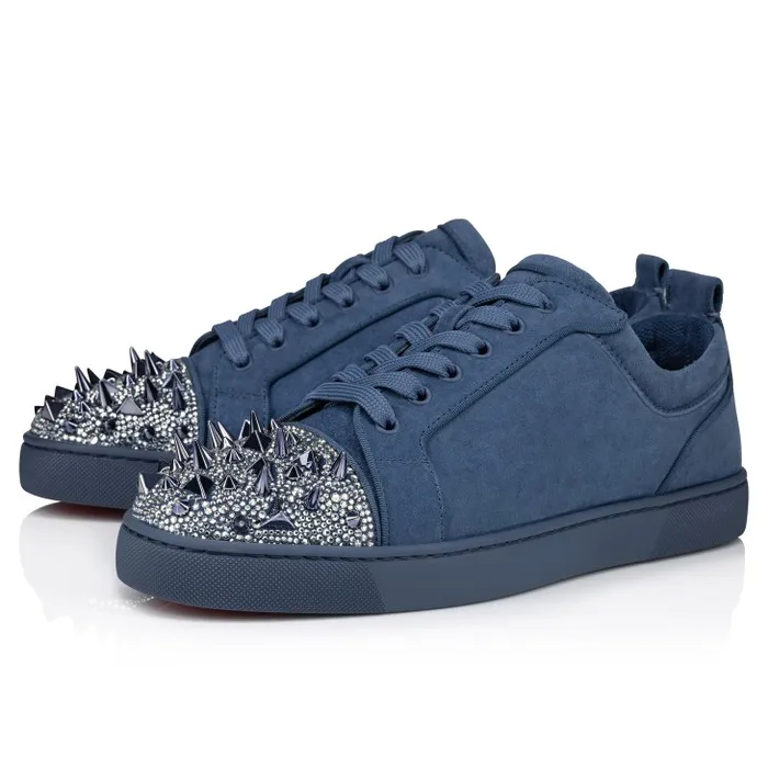 Christian Louboutin Sneakers Men Louis Junior P Pik Pik Strass Sneakers 8211 Veau Velours Spikes And Strass 8211 Denim