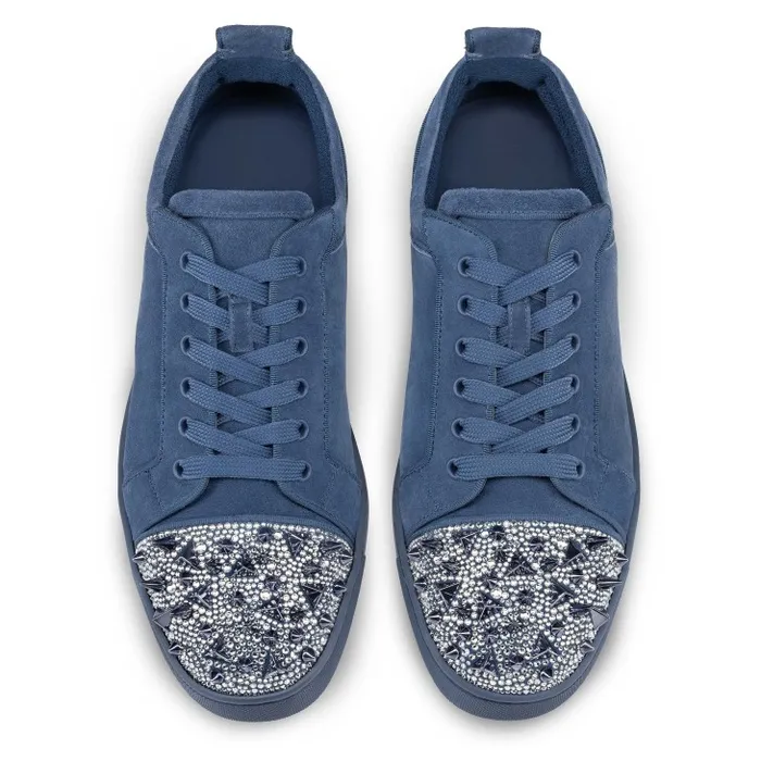 Christian Louboutin Sneakers Men Louis Junior P Pik Pik Strass Sneakers 8211 Veau Velours Spikes And Strass 8211 Denim
