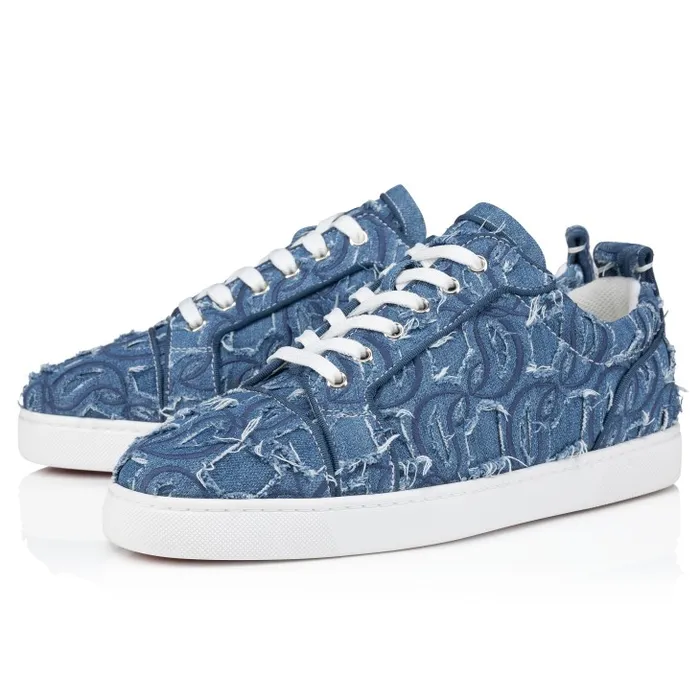 Christian Louboutin Sneakers Men Louis Junior Sneakers 8211 Denim Embroidered 8211 Denim