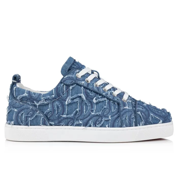 Christian Louboutin Sneakers Men Louis Junior Sneakers 8211 Denim Embroidered 8211 Denim