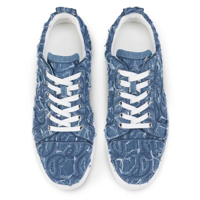 Christian Louboutin Sneakers Men Louis Junior Sneakers 8211 Denim Embroidered 8211 Denim