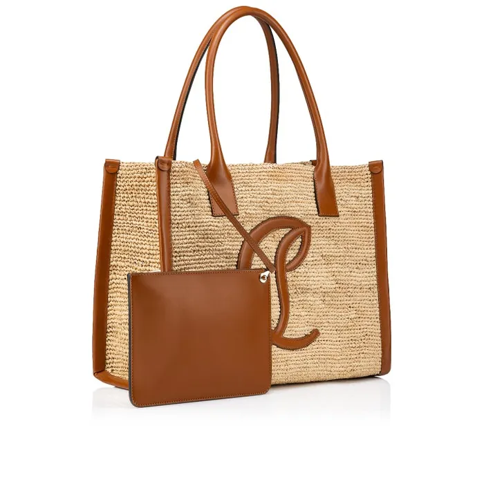 Christian Louboutin Totes Women By My Side Large Tote Bag 8211 Raffia And Calf Leather 8211 Natural