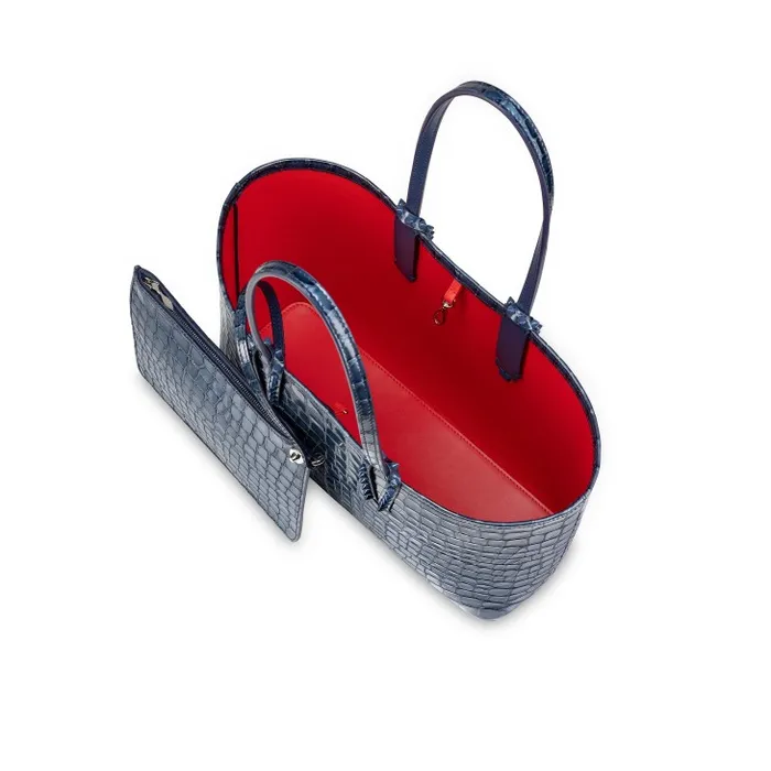 Christian Louboutin Totes Women Cabata Small Tote Bag 8211 Alligator Embossed Calf Leather 8211 Denim