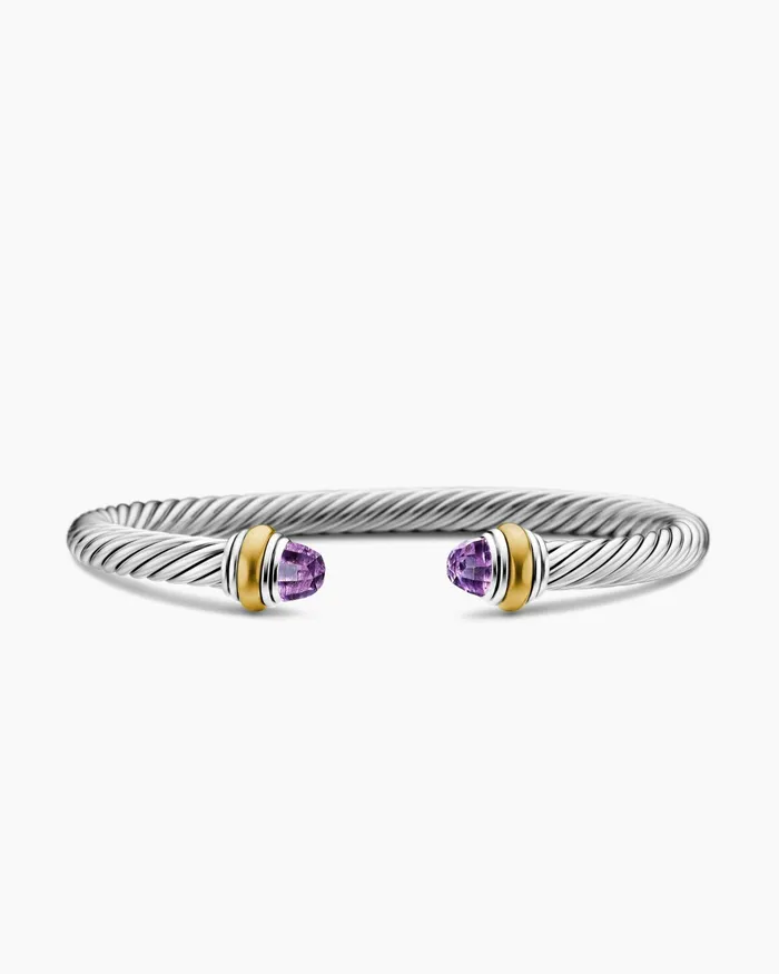 Classic Cable Bracelet In Sterling Silver With 14K Yellow Gold 5mm Women David Yurman Cuff Classic Cable Bracelet In Sterling Silver With 14K Yellow Gold 5mm Women David Yurman Cuff