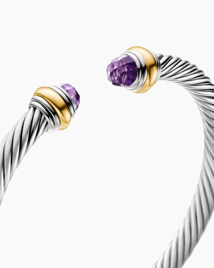 Classic Cable Bracelet In Sterling Silver With 14K Yellow Gold 5mm Women David Yurman Cuff Classic Cable Bracelet In Sterling Silver With 14K Yellow Gold 5mm Women David Yurman Cuff