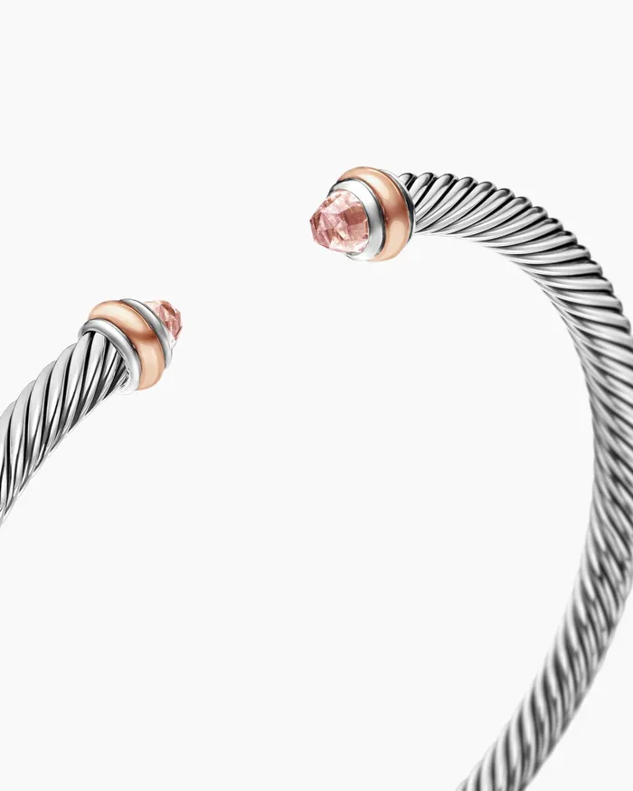 Classic Cable Bracelet In Sterling Silver With 18K Rose Gold 4mm Women David Yurman Cuff Classic Cable Bracelet In Sterling Silver With 18K Rose Gold 4mm Women David Yurman Cuff