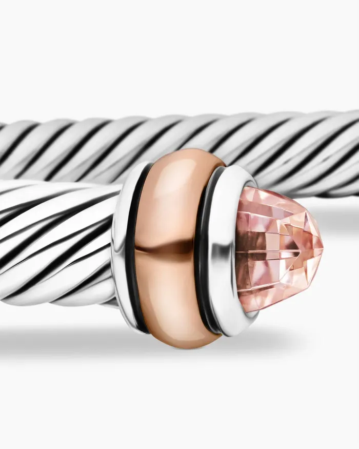 Classic Cable Bracelet In Sterling Silver With 18K Rose Gold 4mm Women David Yurman Cuff Classic Cable Bracelet In Sterling Silver With 18K Rose Gold 4mm Women David Yurman Cuff