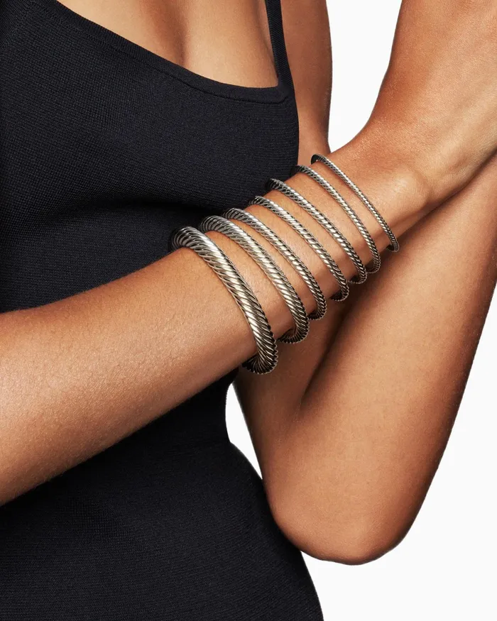 Classic Cable Bracelet In Sterling Silver With 18K Rose Gold 4mm Women David Yurman Cuff Classic Cable Bracelet In Sterling Silver With 18K Rose Gold 4mm Women David Yurman Cuff