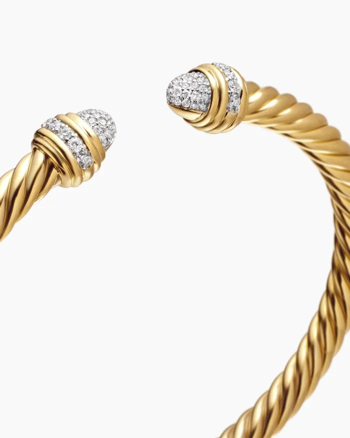 Classic Cablespira Bracelet In 18K Yellow Gold With Diamonds 5mm Women David Yurman Cuff Classic Cablespira Bracelet In 18K Yellow Gold With Diamonds 5mm Women David Yurman Cuff