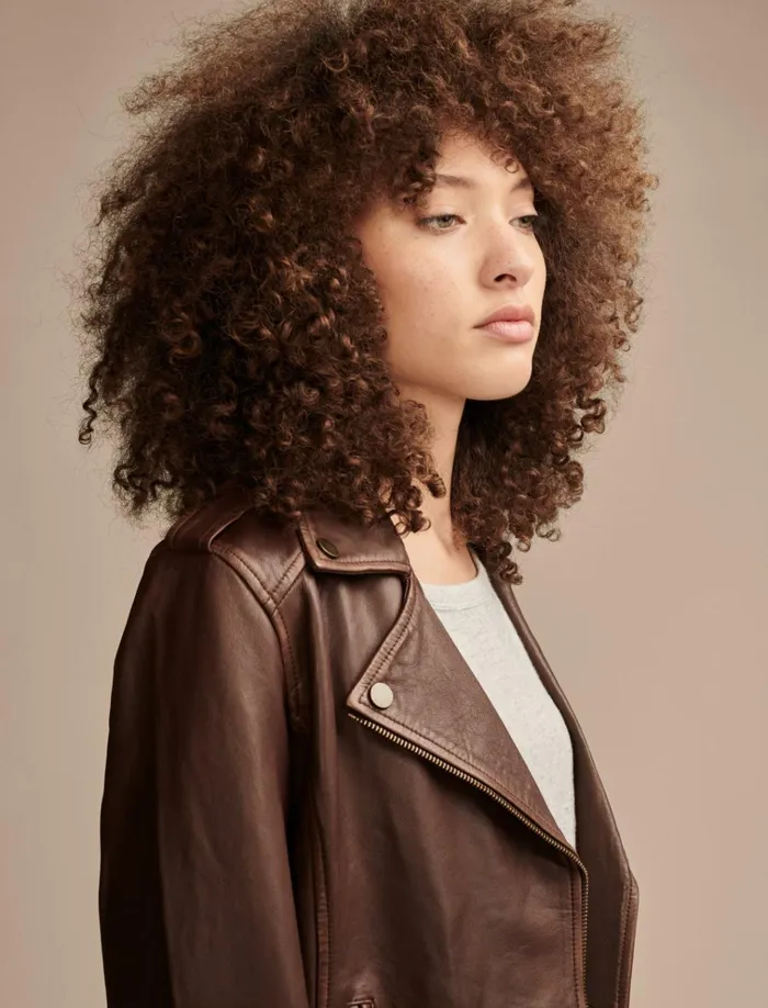 Classic Leather Moto Jacket Chestnut Women Lucky Brand Jackets and Outerwear