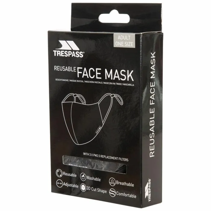 Cloth Face Mask With 3 Filters Black MenWomen Trespass Scarves and Neckwarmers Cloth Face Mask With 3 Filters Black MenWomen Trespass Scarves and Neckwarmers