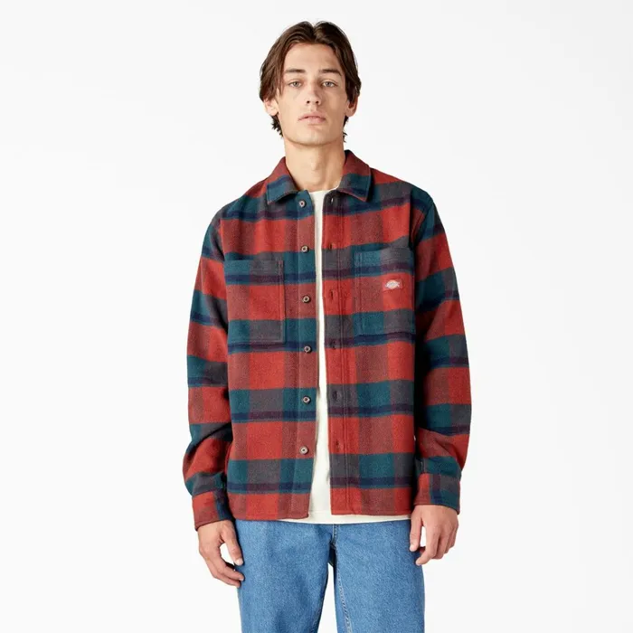 Coaling Wool Blend Shirt Dark Plaid Dark Plaid chk Men Dickies Button Up