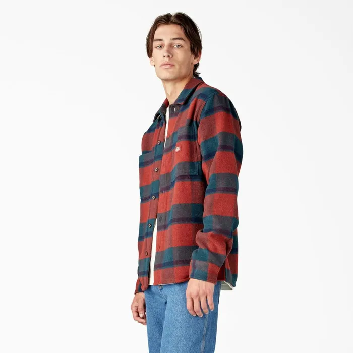 Coaling Wool Blend Shirt Dark Plaid Dark Plaid chk Men Dickies Button Up Coaling Wool Blend Shirt Dark Plaid Dark Plaid chk Men Dickies Button Up