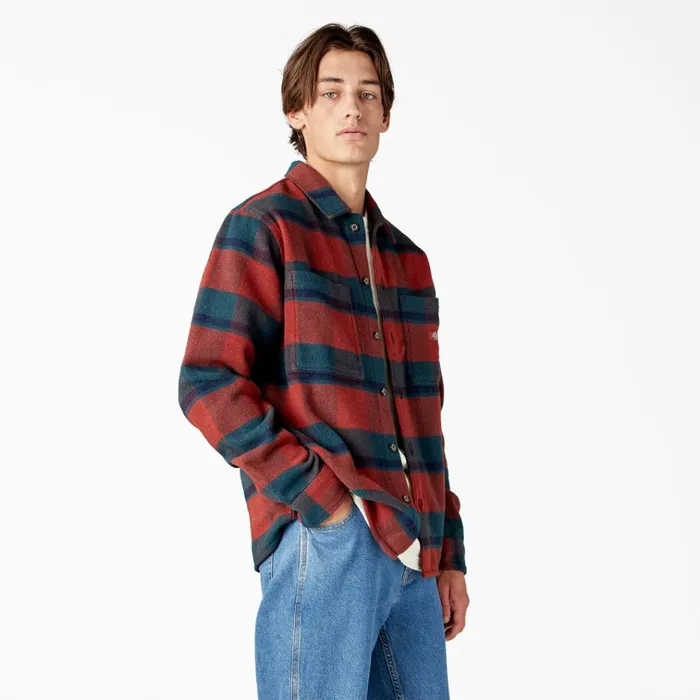 Coaling Wool Blend Shirt Dark Plaid Dark Plaid chk Men Dickies Button Up Coaling Wool Blend Shirt Dark Plaid Dark Plaid chk Men Dickies Button Up