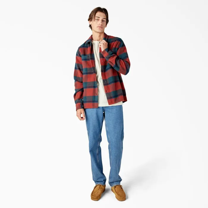 Coaling Wool Blend Shirt Dark Plaid Dark Plaid chk Men Dickies Button Up Coaling Wool Blend Shirt Dark Plaid Dark Plaid chk Men Dickies Button Up