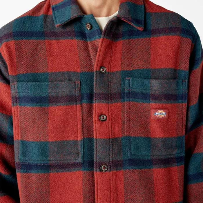 Coaling Wool Blend Shirt Dark Plaid Dark Plaid chk Men Dickies Button Up Coaling Wool Blend Shirt Dark Plaid Dark Plaid chk Men Dickies Button Up