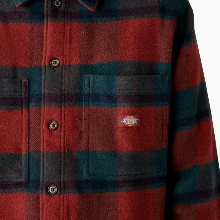 Coaling Wool Blend Shirt Dark Plaid Dark Plaid chk Men Dickies Button Up Coaling Wool Blend Shirt Dark Plaid Dark Plaid chk Men Dickies Button Up