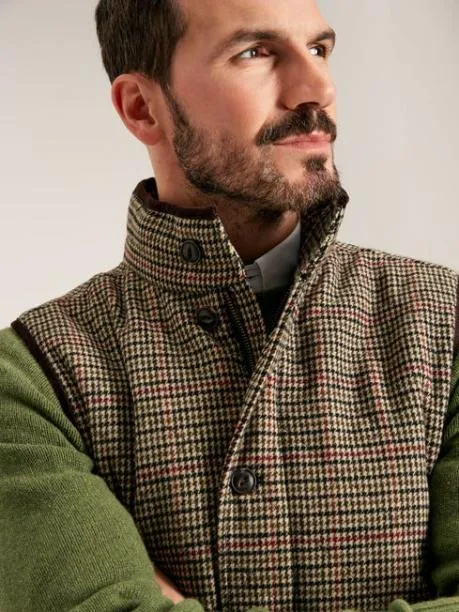 Coats and Jackets Men Joules Brown Tweed Gilet