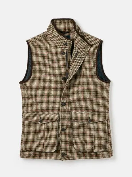 Coats and Jackets Men Joules Brown Tweed Gilet
