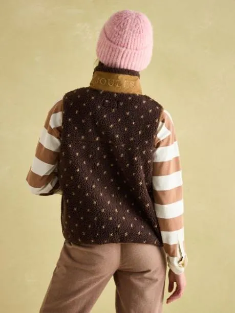 Coats and Jackets Women Joules Chocolate Brown Printed Gilet