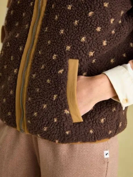 Coats and Jackets Women Joules Chocolate Brown Printed Gilet