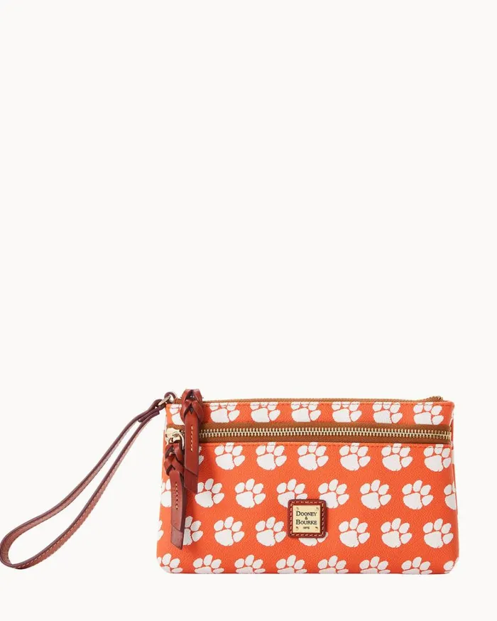 Collegiate Clemson University Double Zip Wristlet Clemson University Women Dooney and Bourke Wallets Collegiate Clemson University Double Zip Wristlet Clemson University Women Dooney and Bourke Wallets