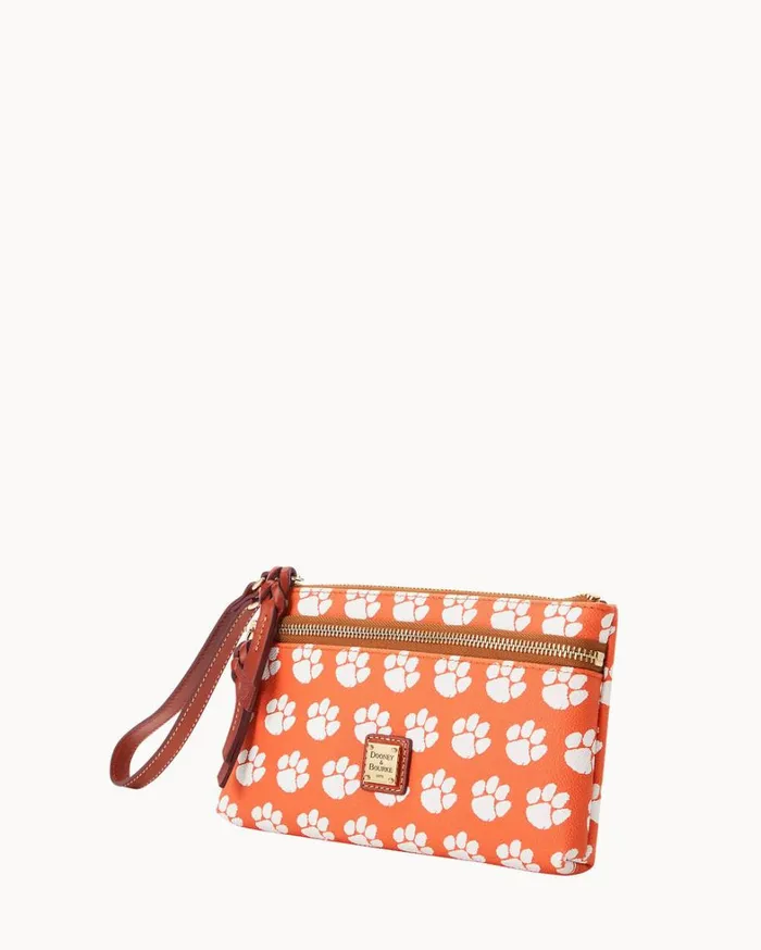 Collegiate Clemson University Double Zip Wristlet Clemson University Women Dooney and Bourke Wallets Collegiate Clemson University Double Zip Wristlet Clemson University Women Dooney and Bourke Wallets