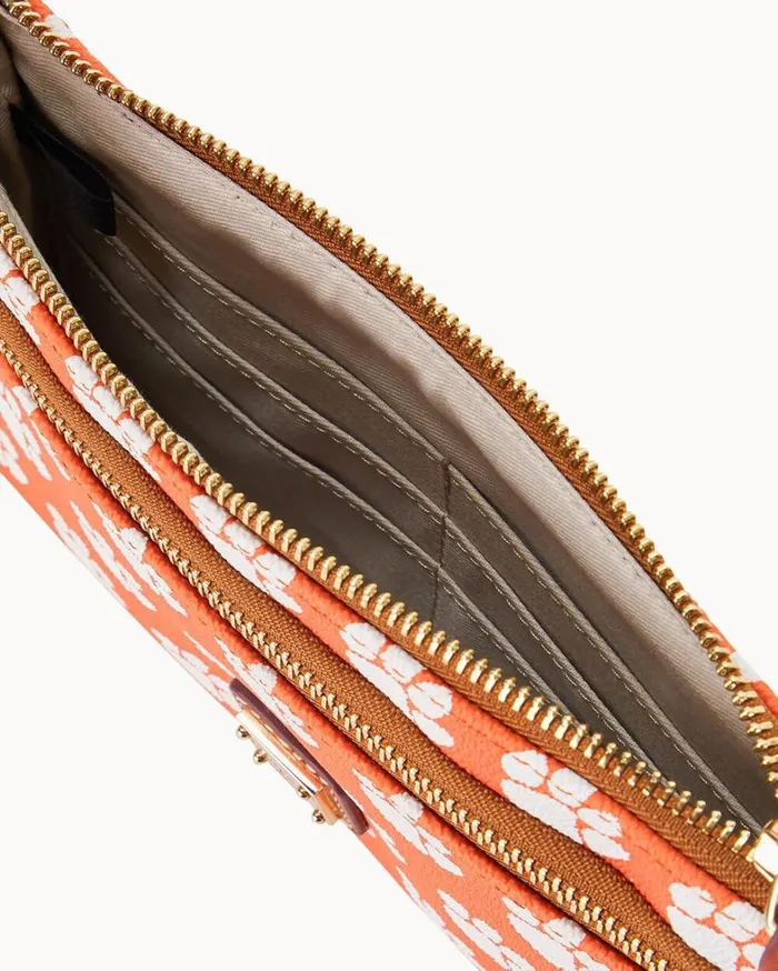 Collegiate Clemson University Double Zip Wristlet Clemson University Women Dooney and Bourke Wallets Collegiate Clemson University Double Zip Wristlet Clemson University Women Dooney and Bourke Wallets