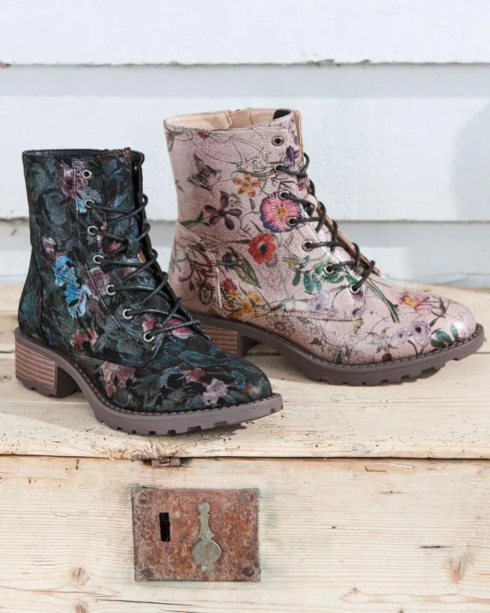 Cotton Traders Boots Floral LaceUp Boots 8211 Women