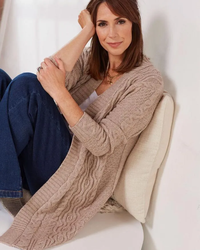 Cotton Traders Knitwear Longline Cable Cardigan 8211 Women