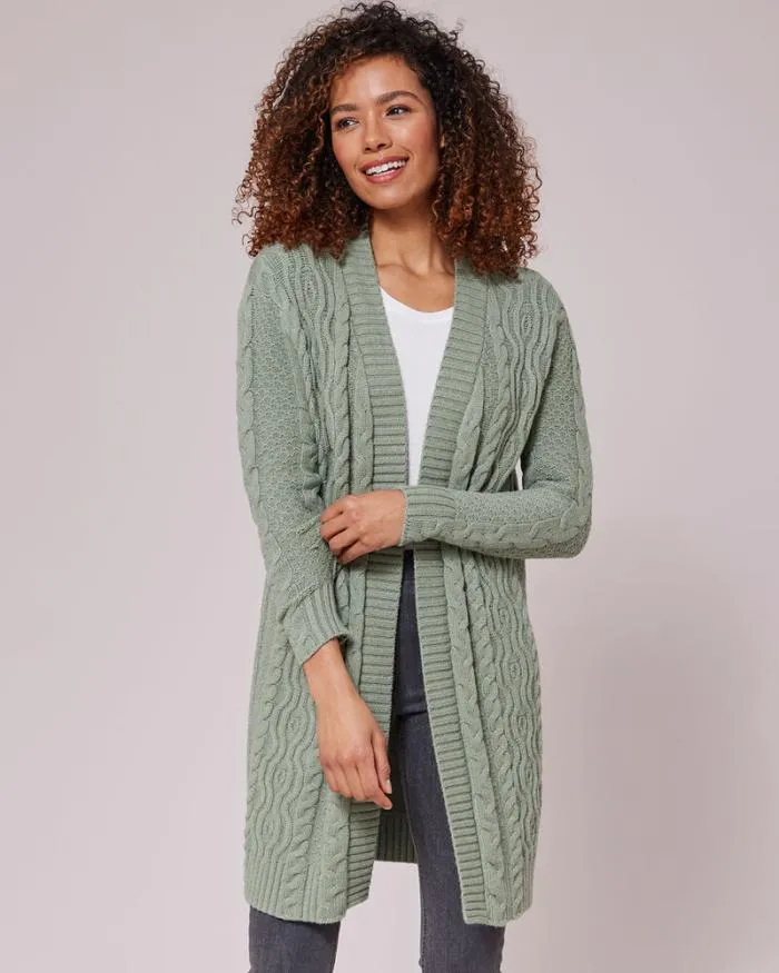 Cotton Traders Knitwear Longline Cable Cardigan 8211 Women