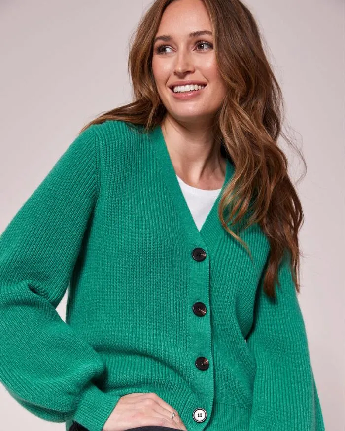 Cotton Traders Knitwear Rib Knit VNeck Cardigan 8211 Women
