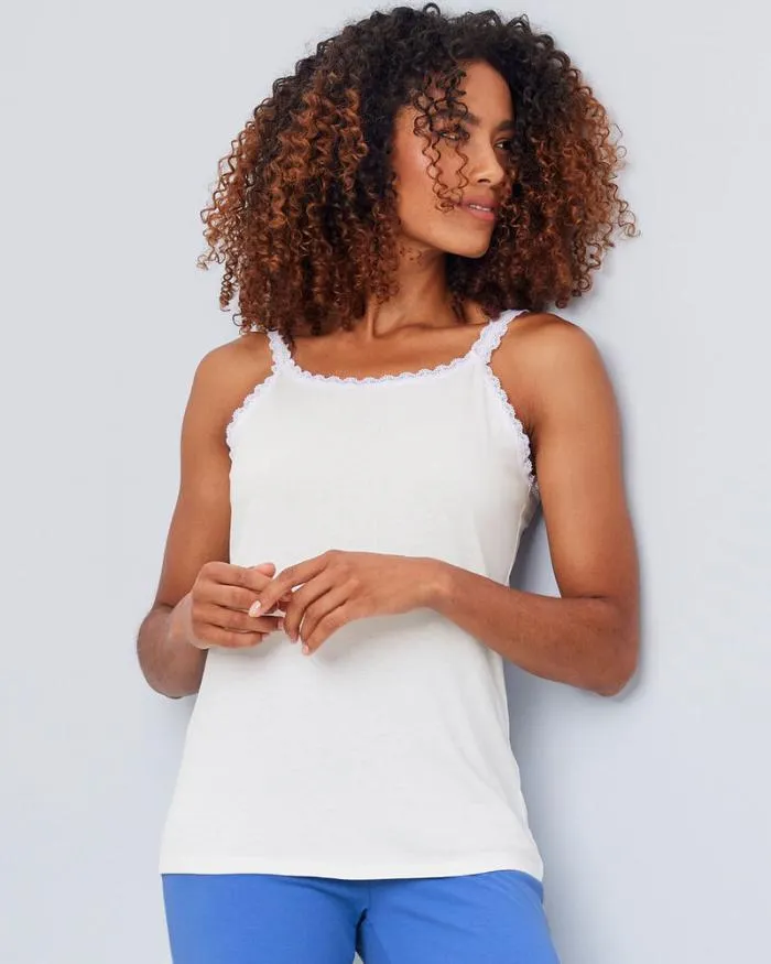 Cotton Traders Nightwear 2 Pack Lace Trim Vest Tops 8211 Women
