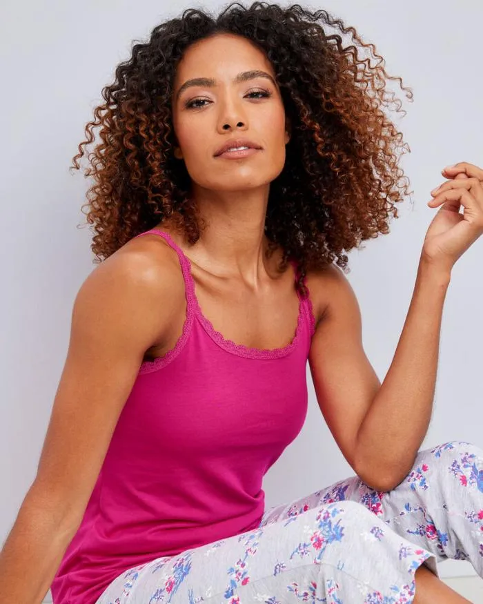 Cotton Traders Nightwear 2 Pack Lace Trim Vest Tops 8211 Women