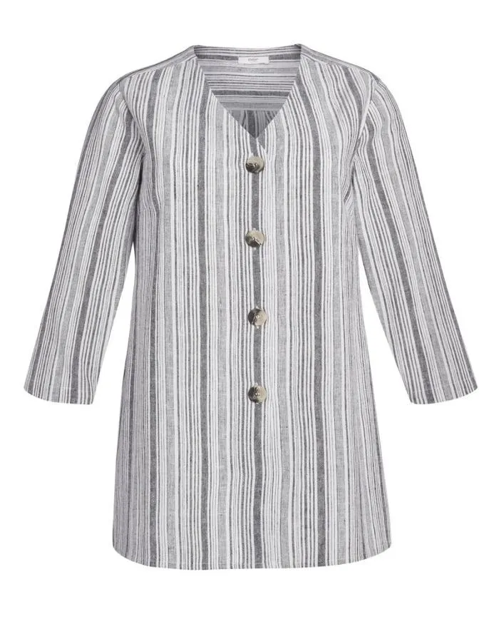 Cotton Traders Shirts and Blouses Candy Stripe CottonLinen Overshirt 8211 Women