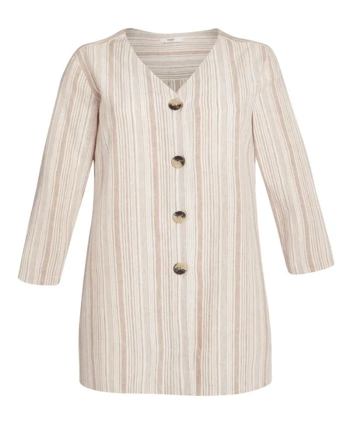 Cotton Traders Shirts and Blouses Candy Stripe CottonLinen Overshirt 8211 Women