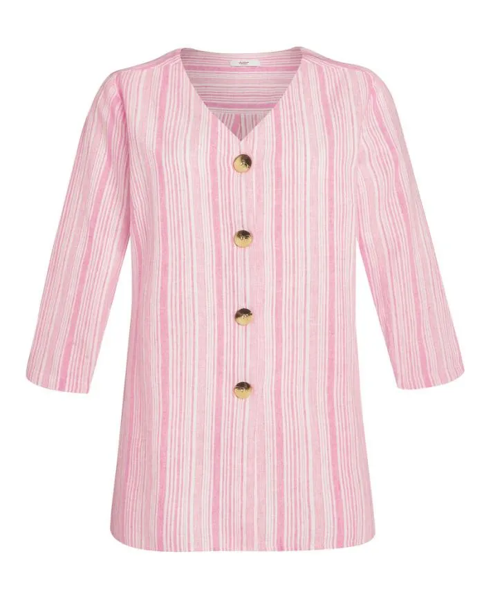 Cotton Traders Shirts and Blouses Candy Stripe CottonLinen Overshirt 8211 Women