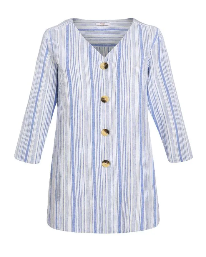 Cotton Traders Shirts and Blouses Candy Stripe CottonLinen Overshirt 8211 Women