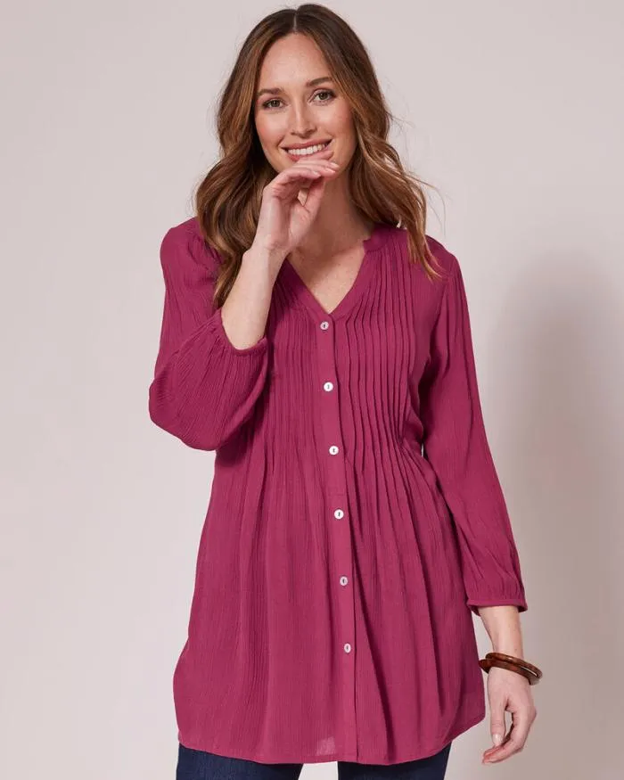Cotton Traders Shirts and Blouses Crinkle Sleeve Tunic 8211 Women