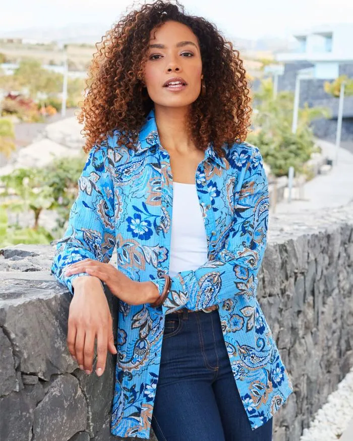 Cotton Traders Shirts and Blouses Seersucker Long Sleeve Print Shirt 8211 Women Cotton Traders Shirts and Blouses Seersucker Long Sleeve Print Shirt 8211 Women