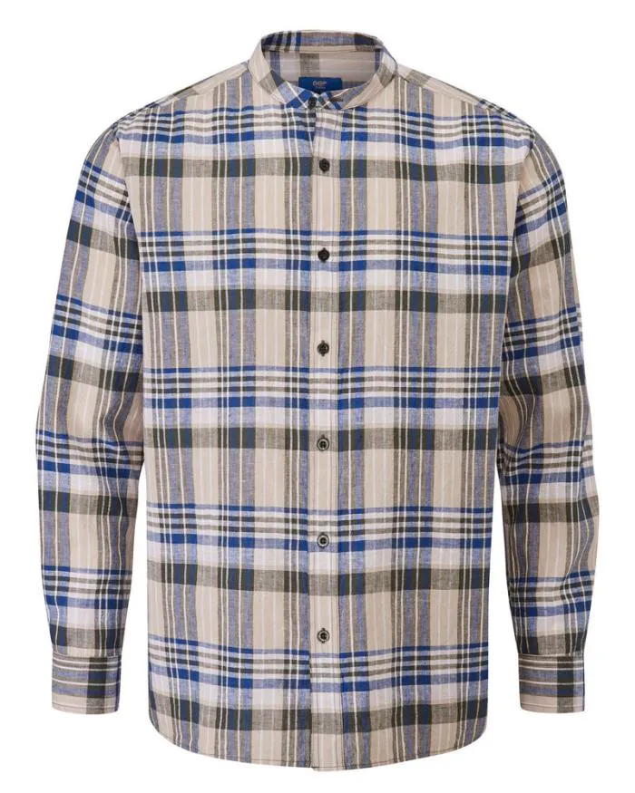Cotton Traders Shirts Long Sleeve LinenBlend Grandad Shirt 8211 Men
