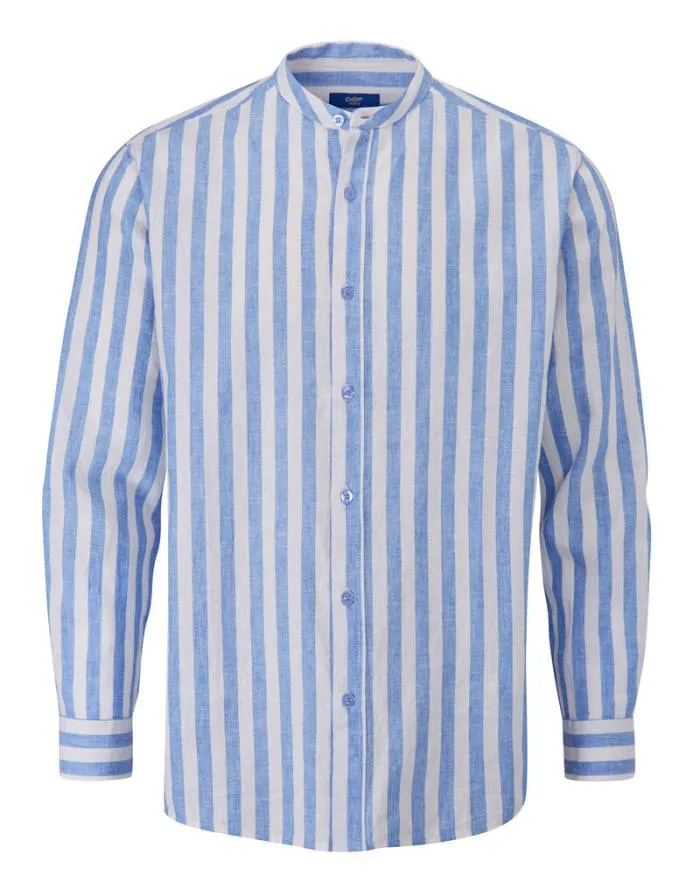 Cotton Traders Shirts Long Sleeve LinenBlend Grandad Shirt 8211 Men